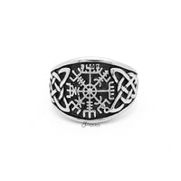 Thumbnail for Viking Compass Stainless Steel Ring with Celtic Knot Symbol