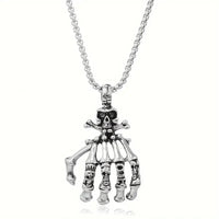 Thumbnail for Sterling Silver Skeleton Hand Bone Pendant Necklace