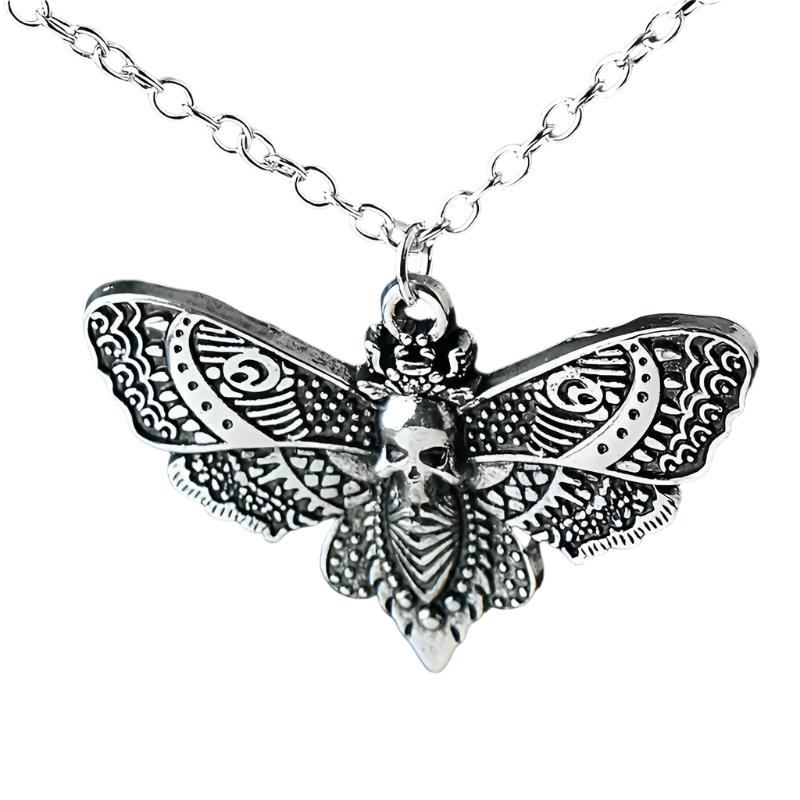 Death Moth Pendant Chain Necklace