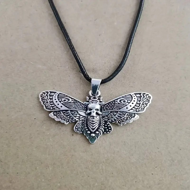 Death Moth Pendant Chain Necklace