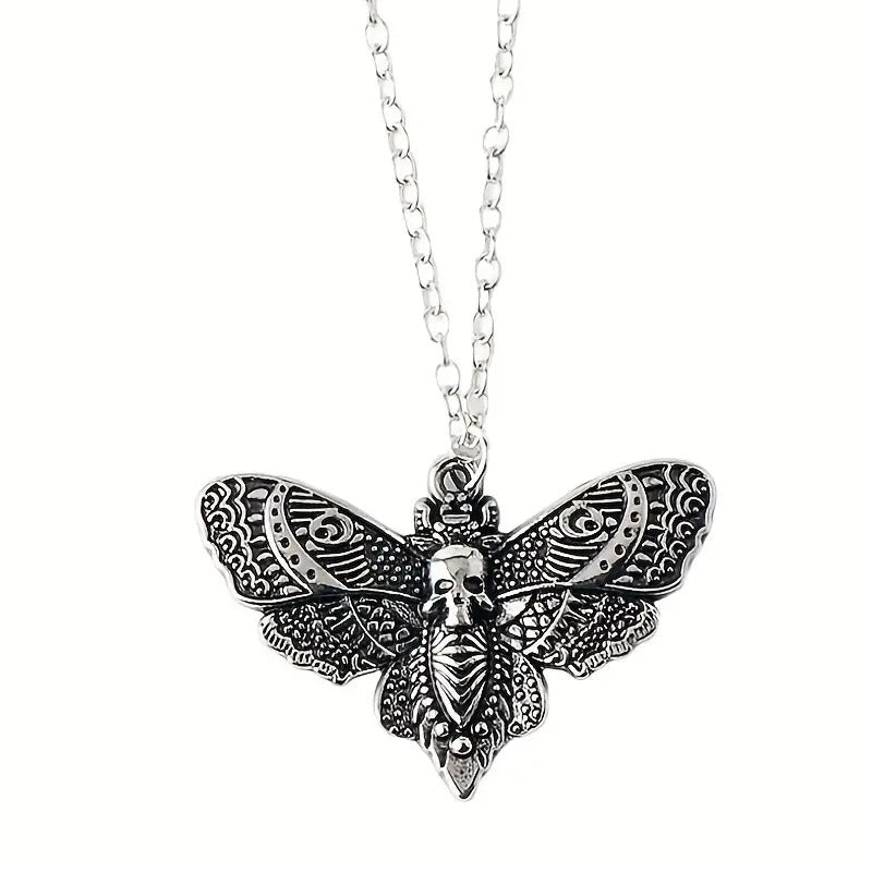 Death Moth Pendant Chain Necklace