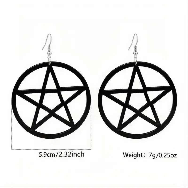 Pentagram Hoop Earrings