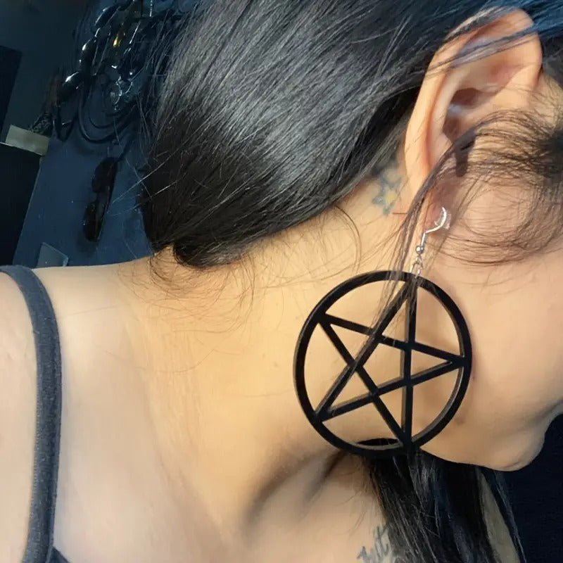 Pentagram Hoop Earrings