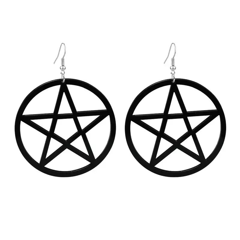 Pentagram Hoop Earrings