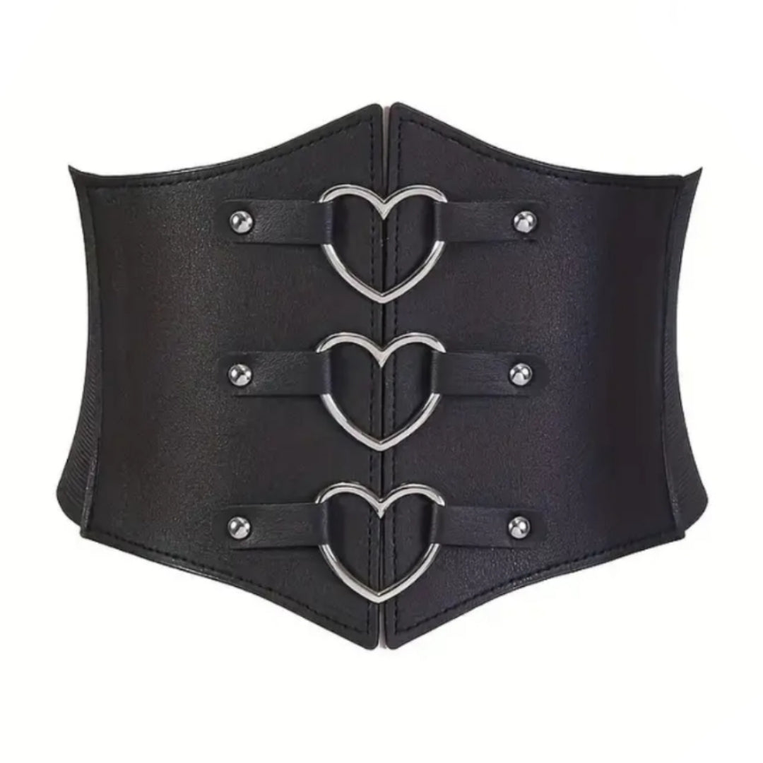 Silver Heart Corset Belt