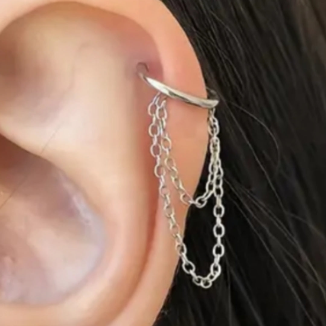 Chained Hoop Helix Earring