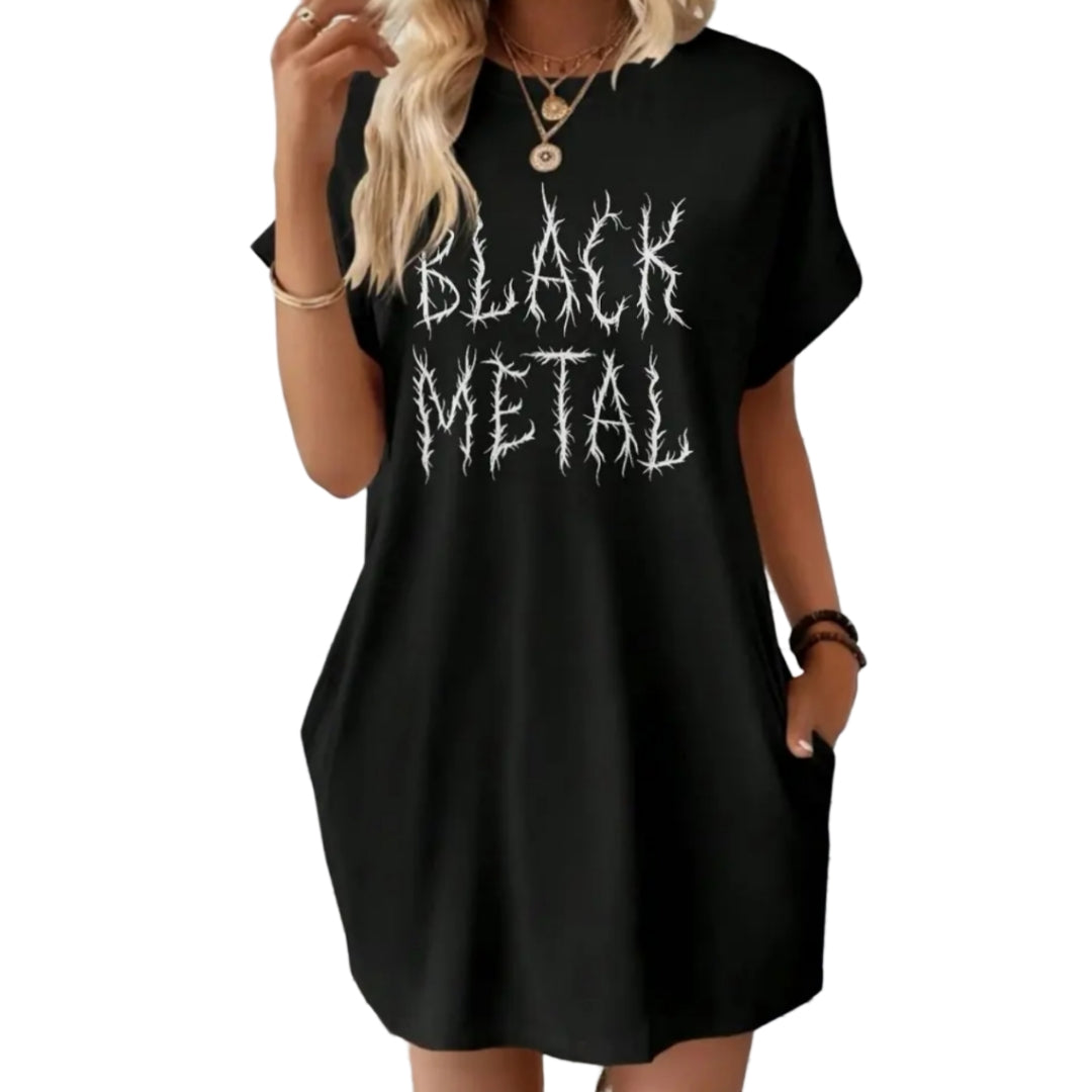 Black Metal T-shirt Dress