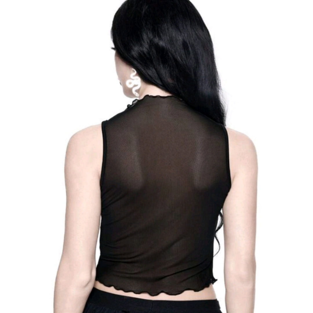 Black Mesh Gyaru Top