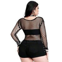 Thumbnail for Venom Vixen Fishnet Crop Top