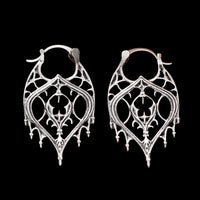 Thumbnail for Gothic Tracery Lace Silver Drop Earrings