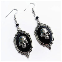 Thumbnail for Gothic Skull Cameo Filigree Drop Earrings