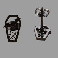 Thumbnail for Gothic Coffin Spiderweb Stud Earrings