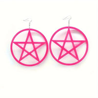 Thumbnail for Pink Pentagram Hoop Earrings