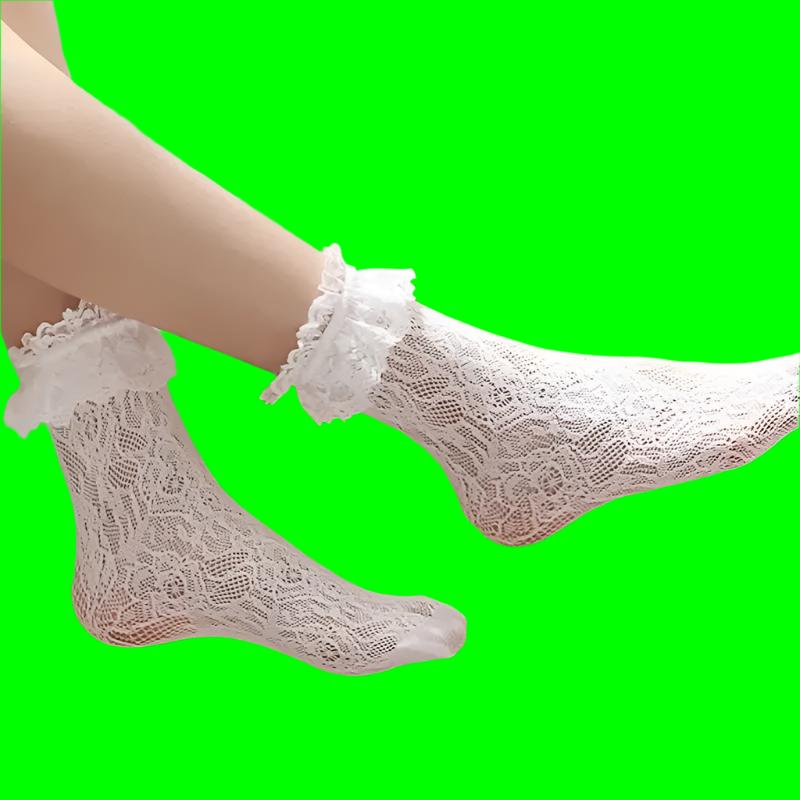 Ruffle Trim Lace Socks