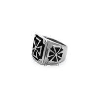 Thumbnail for Antiqued Stainless Steel Triple Cross Casting Men's Rings