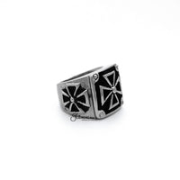 Thumbnail for Antiqued Stainless Steel Triple Cross Casting Men's Rings