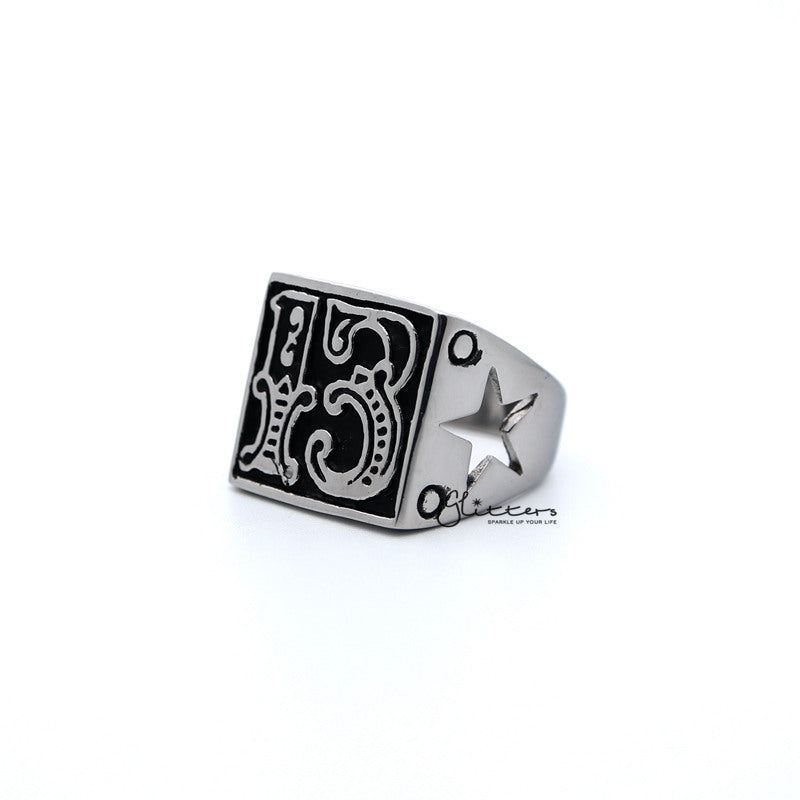 Stainless Steel Antiqued Number #13 Casting Men's Rings
