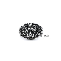 Thumbnail for Men's Antiqued Stainless Steel Gothic Lion Heart Casting Rings