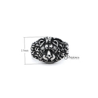 Thumbnail for Men's Antiqued Stainless Steel Gothic Lion Heart Casting Rings