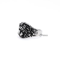 Thumbnail for Men's Antiqued Stainless Steel Gothic Lion Heart Casting Rings