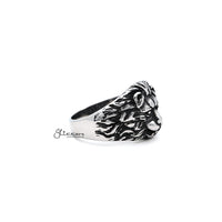 Thumbnail for Men's Antiqued Stainless Steel Gothic Lion Heart Casting Rings