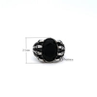 Thumbnail for Men's Antiqued Stainless Steel Claw with Black CZ Stone Casting Rings