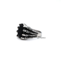 Thumbnail for Men's Antiqued Stainless Steel Claw with Black CZ Stone Casting Rings