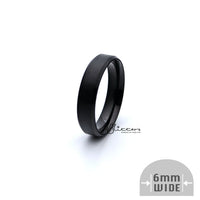 Thumbnail for Black Titanium Ion-Plated Stainless Steel 6mm Wide Beveled Edge Band Rings