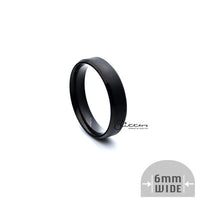 Thumbnail for Black Titanium Ion-Plated Stainless Steel 6mm Wide Beveled Edge Band Rings