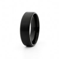 Thumbnail for Black Titanium Ion-Plated Stainless Steel 8mm Wide Beveled Edge Band Rings