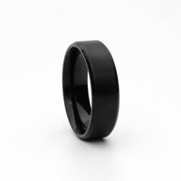 Thumbnail for Black Titanium Ion-Plated Stainless Steel 8mm Wide Beveled Edge Band Rings