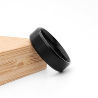 Thumbnail for Black Titanium Ion-Plated Stainless Steel 8mm Wide Beveled Edge Band Rings