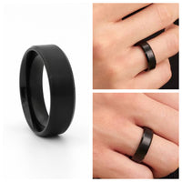 Thumbnail for Black Titanium Ion-Plated Stainless Steel 8mm Wide Beveled Edge Band Rings