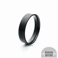 Thumbnail for Stainless Steel 6mm Wide Brushed Center Band Ring - Black
