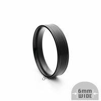 Thumbnail for Stainless Steel 6mm Wide Brushed Center Band Ring - Black
