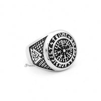Thumbnail for Viking Compass Stainless Steel Ring with Valknut Symbols