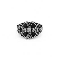 Thumbnail for Celtic Cross Stainless Steel Ring with Celtic Knot Symbols