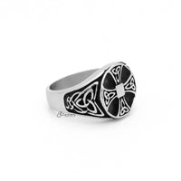 Thumbnail for Celtic Cross Stainless Steel Ring with Celtic Knot Symbols