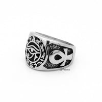 Thumbnail for Egyptian Eye Stainless Steel Ring with Ankh Symbols