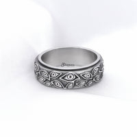 Thumbnail for Stainless Steel Eye Of God Spinner Ring - Silver