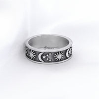 Thumbnail for Stainless Steel Sun Moon Stars Ring - Silver