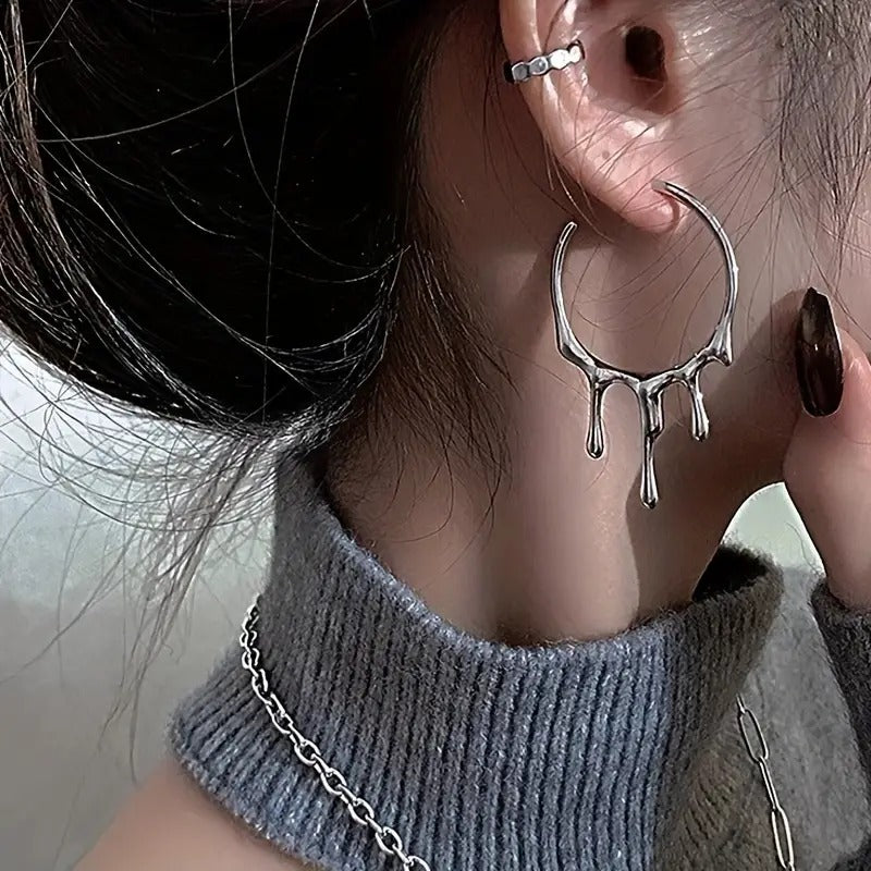 Silver Flow Hoop Earrings