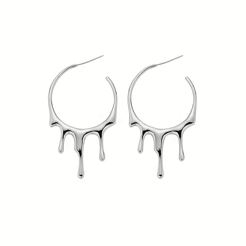 Silver Flow Hoop Earrings