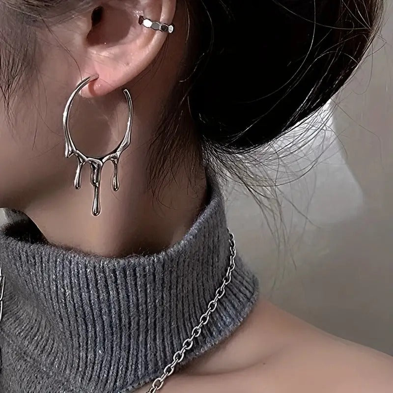 Silver Flow Hoop Earrings