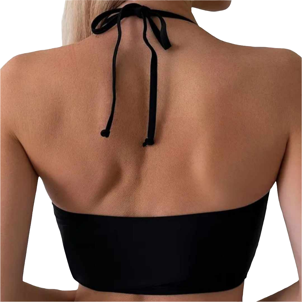 Black Crisscross Halter Bikini Top