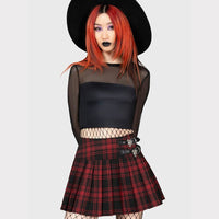 Thumbnail for Bat Girl Red Tartan Skirt