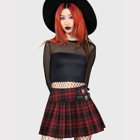 Bat Girl Red Tartan Skirt