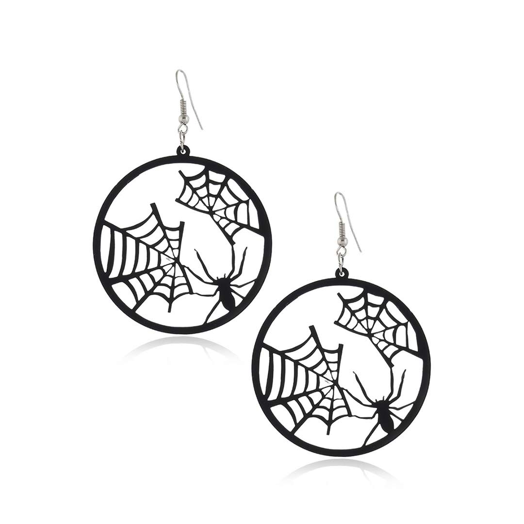 Black Spider Web Earrings