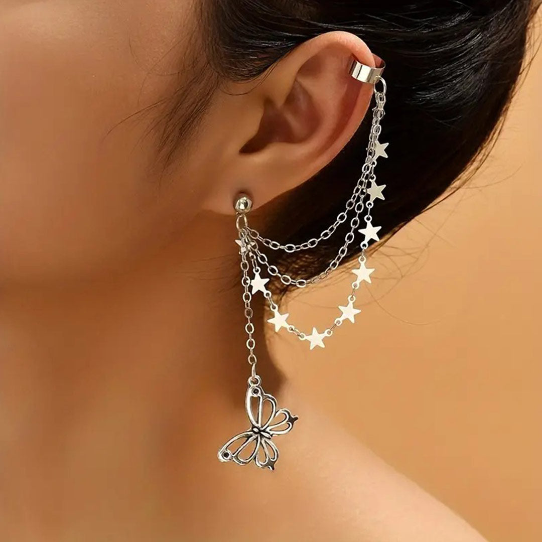 Stars and Butterfly Chain Earring