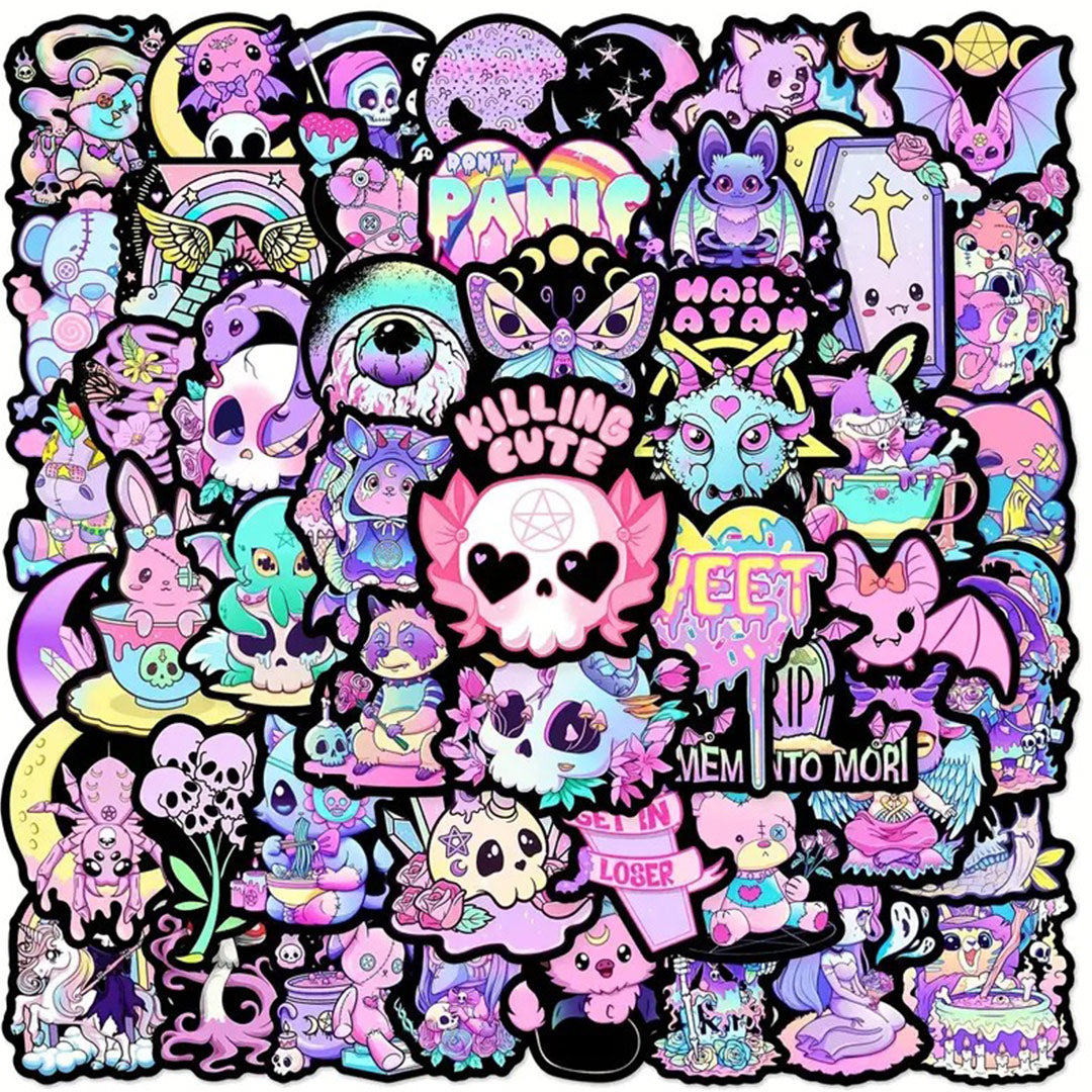 50pcs Pink Gothic Sticker Set